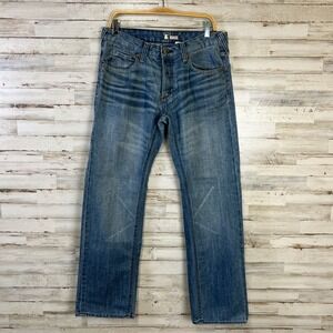 H&M Bragg Fit Jeans Men 34x32 Blue Denim Straight Leg Medium Wash Vintage Vibe